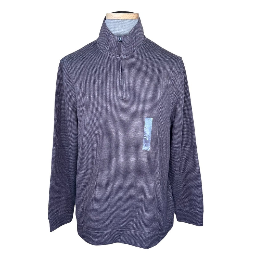 Tasso Elba Men’s Brown/Gray 1/4 Zip Athleisure Pullover XL NWT